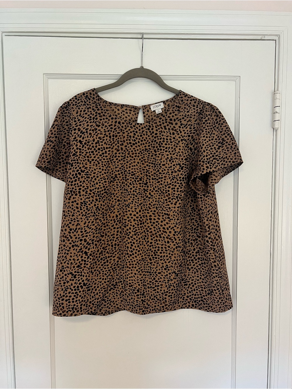J. Crew Brown Leopard Print Short Sleeve Top